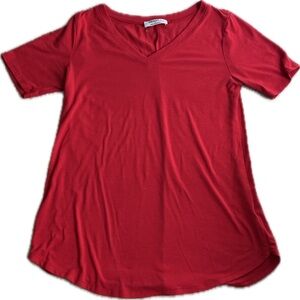 Red V-Neck Short Sleeve T-Shirt